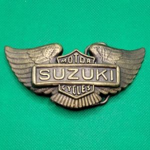 Vintage 1970s Suzuki Motorcycles Belt Buckle Brass Toned (S1)